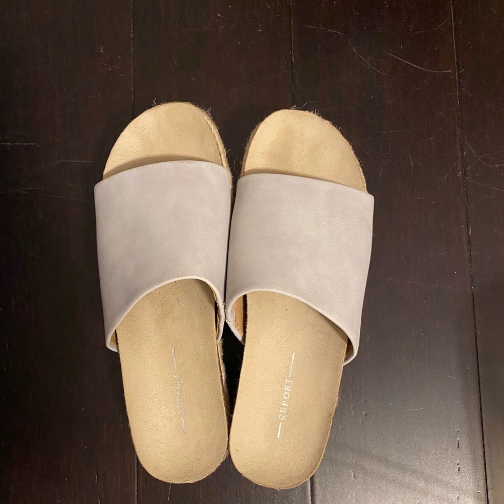 Gray platform sandals